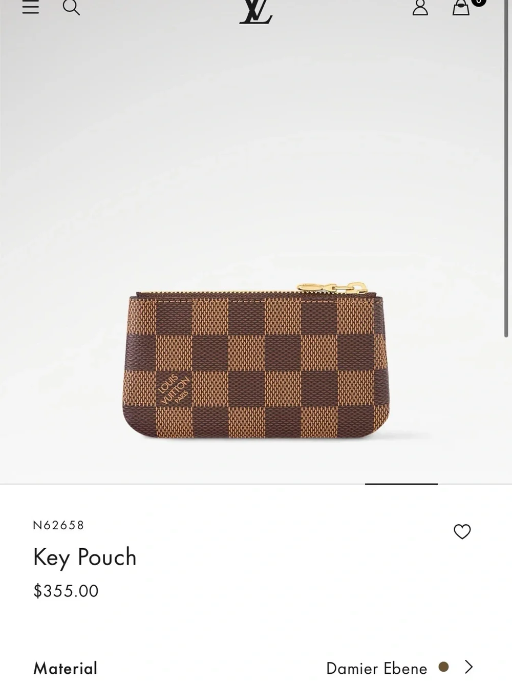Louis Vuitton Brown Damier Ebene Key Pouch with Gold Hardware